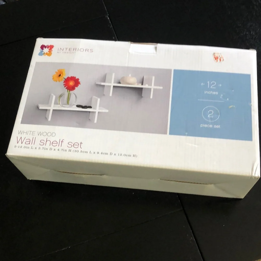 Interiors by Design White Wood Wall Shelf Set